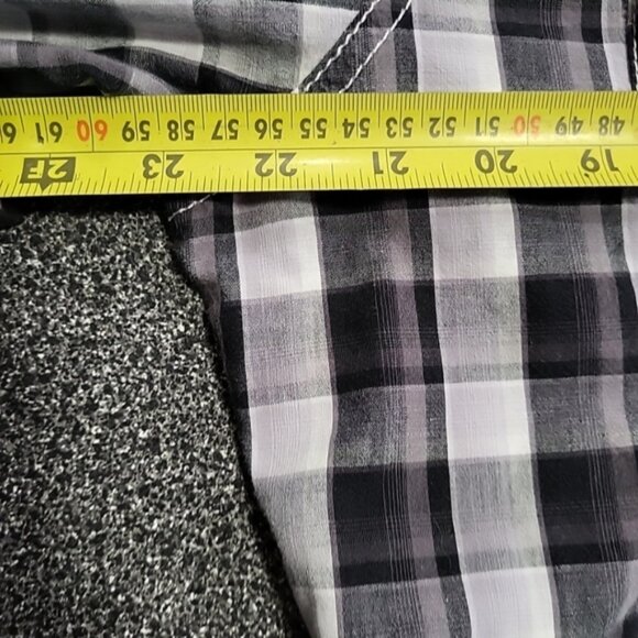 Pop Icon Clothing Men's Shirt Size XL Embroidered Dome Snap Black & White Plaid - Picture 10 of 12